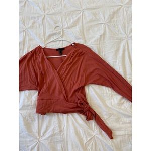 Pink wrap long sleeve shirt